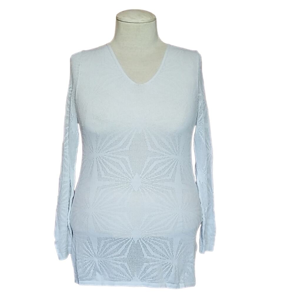 Ally NYC SZ XL Top Stretchy Sheer Knit White